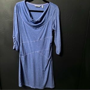 Athleta Womens Ukiah Cowl Neck 3/4 Sleeve Stretch
Sheath Dress Blue Size Medium